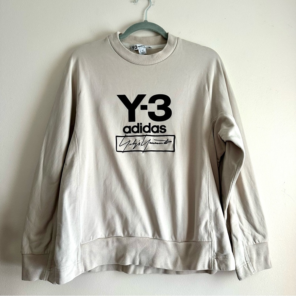 Adidas Y-3 Yohji Yamamoto Stacked Logo‎ Oversized Crewneck Sweatshirt
